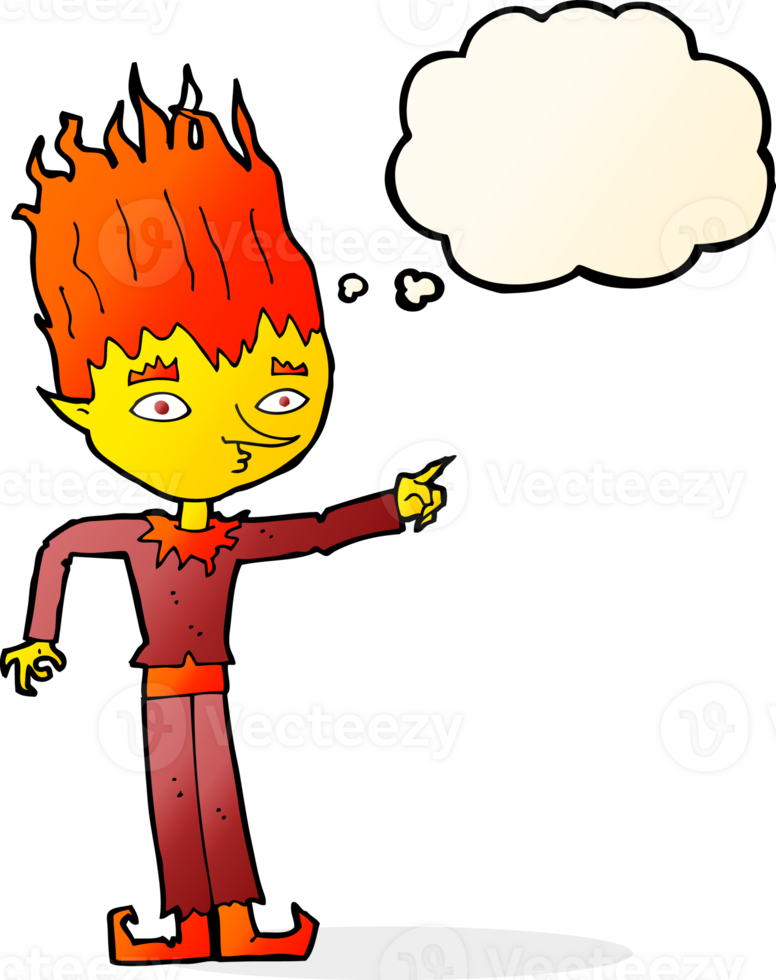 fire spirit cartoon with thought bubble png
