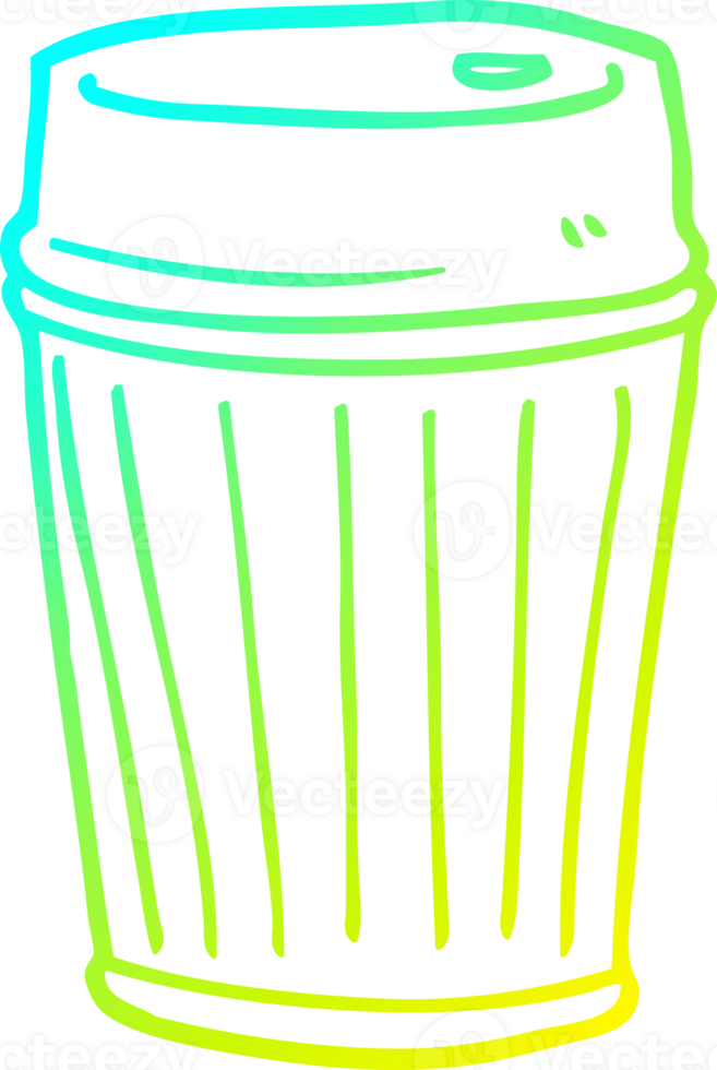 cold gradient line drawing of a cartoon coffee cup png