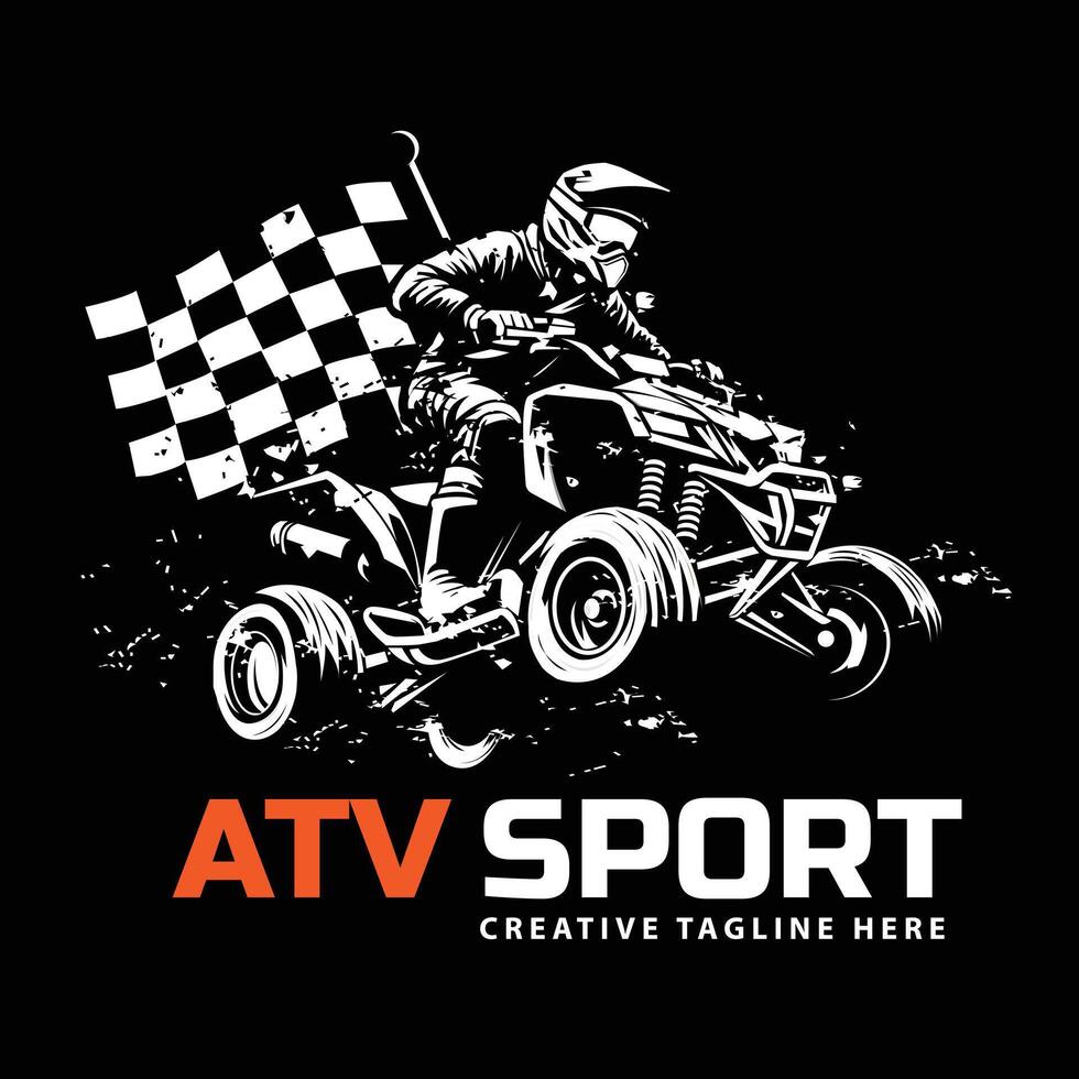 atv sport with flag with black background vector
