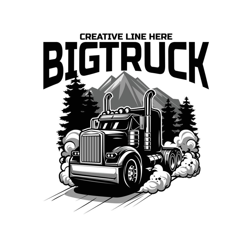 big truck through the mountain vector