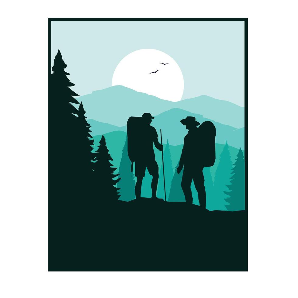 explorer on the green mountain vector