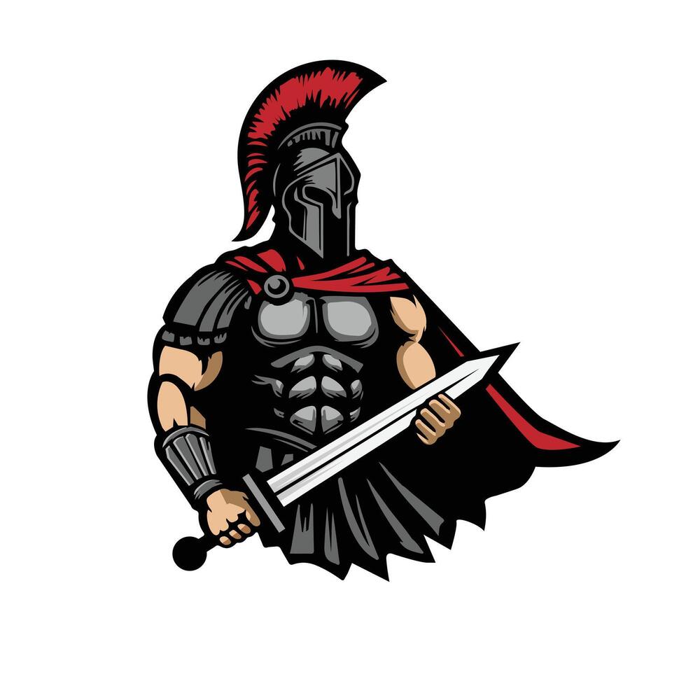 warrior with sword illustration vector