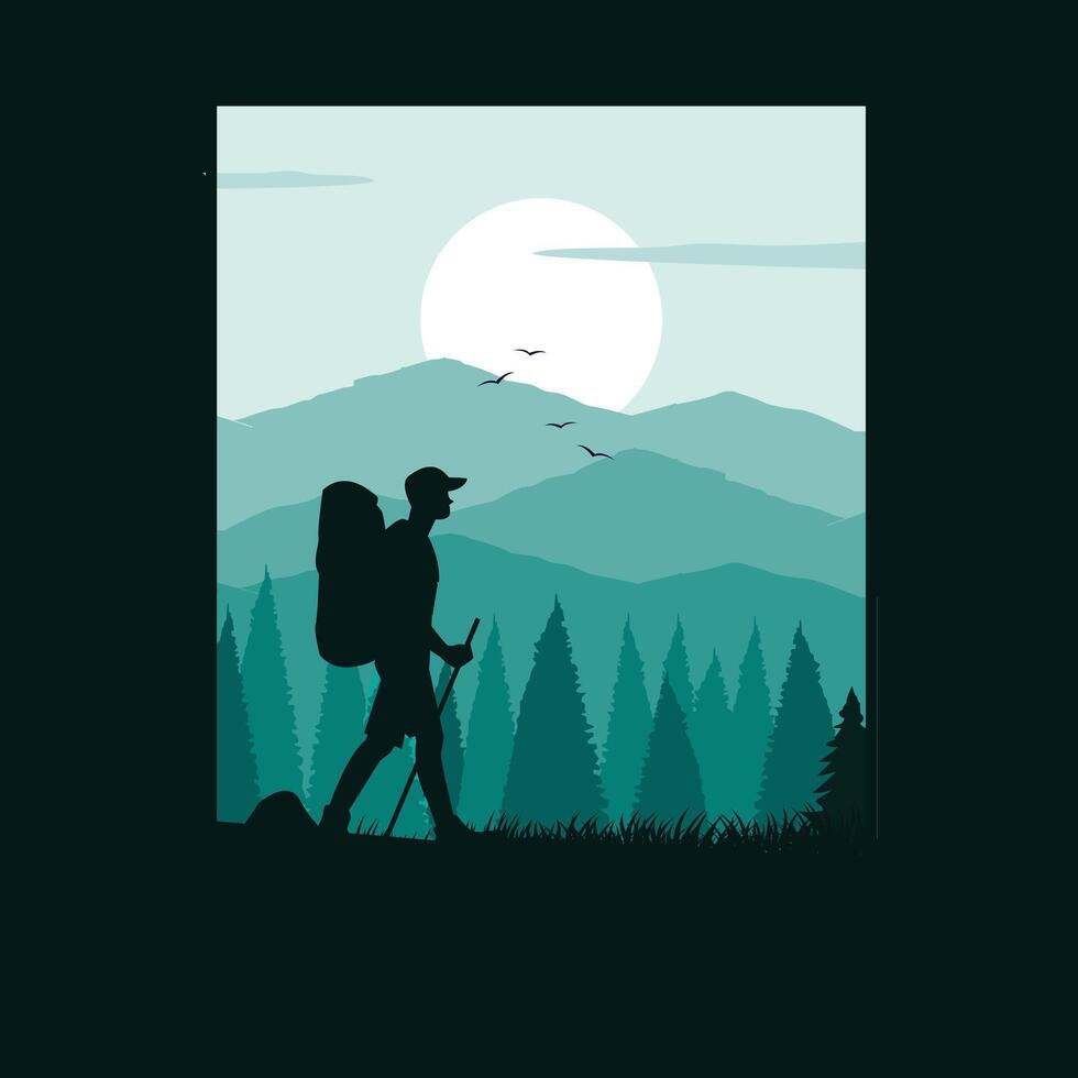 expedition on green mountain vector
