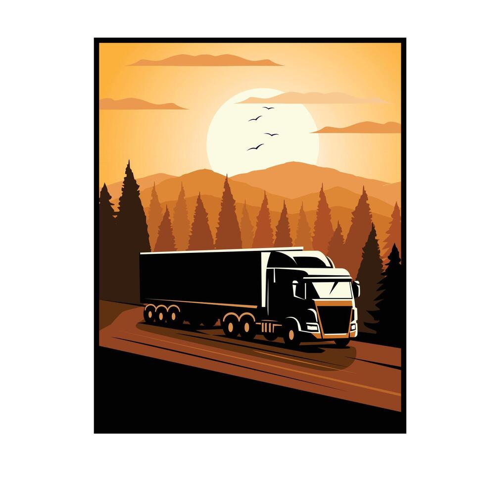 big truck on the side hill vector
