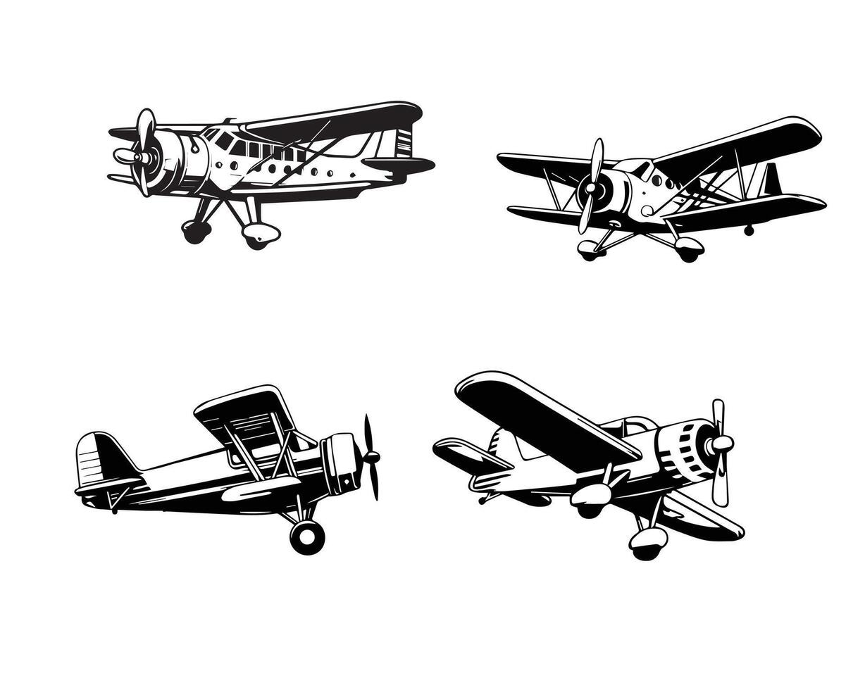vintage plane illustration vector