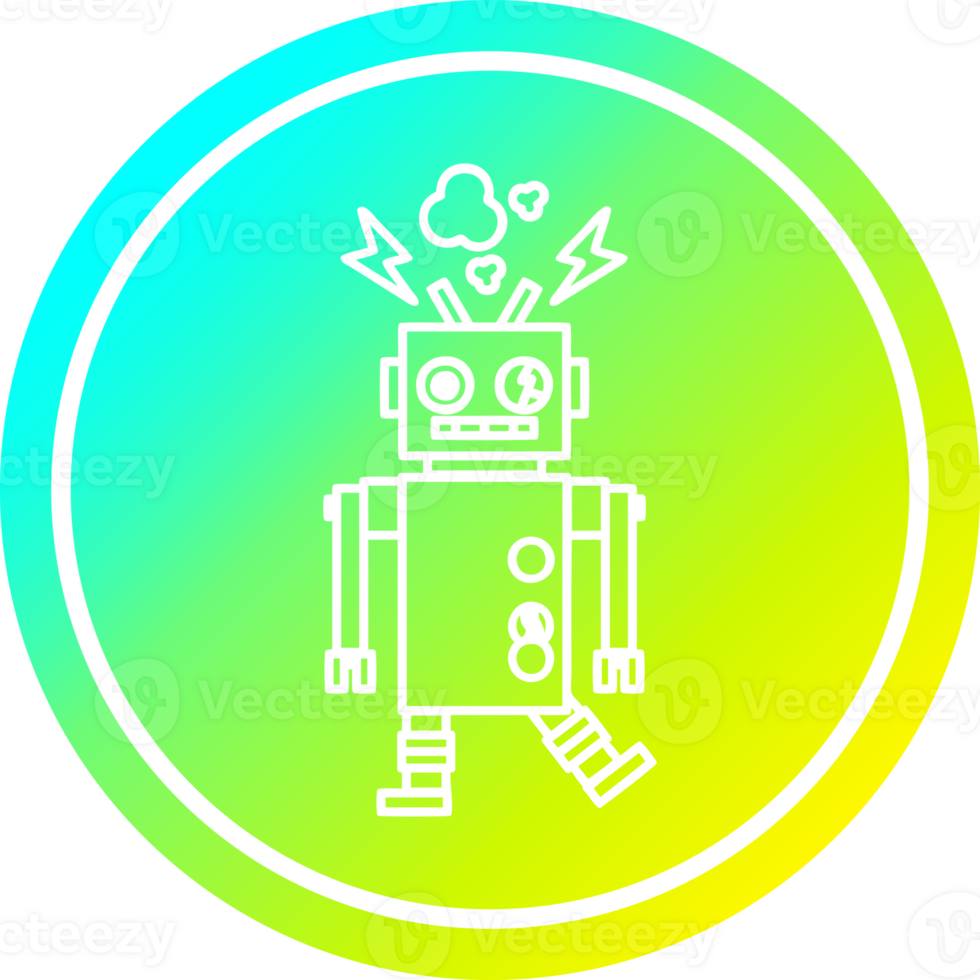 malfunctioning robot circular icon with cool gradient finish png