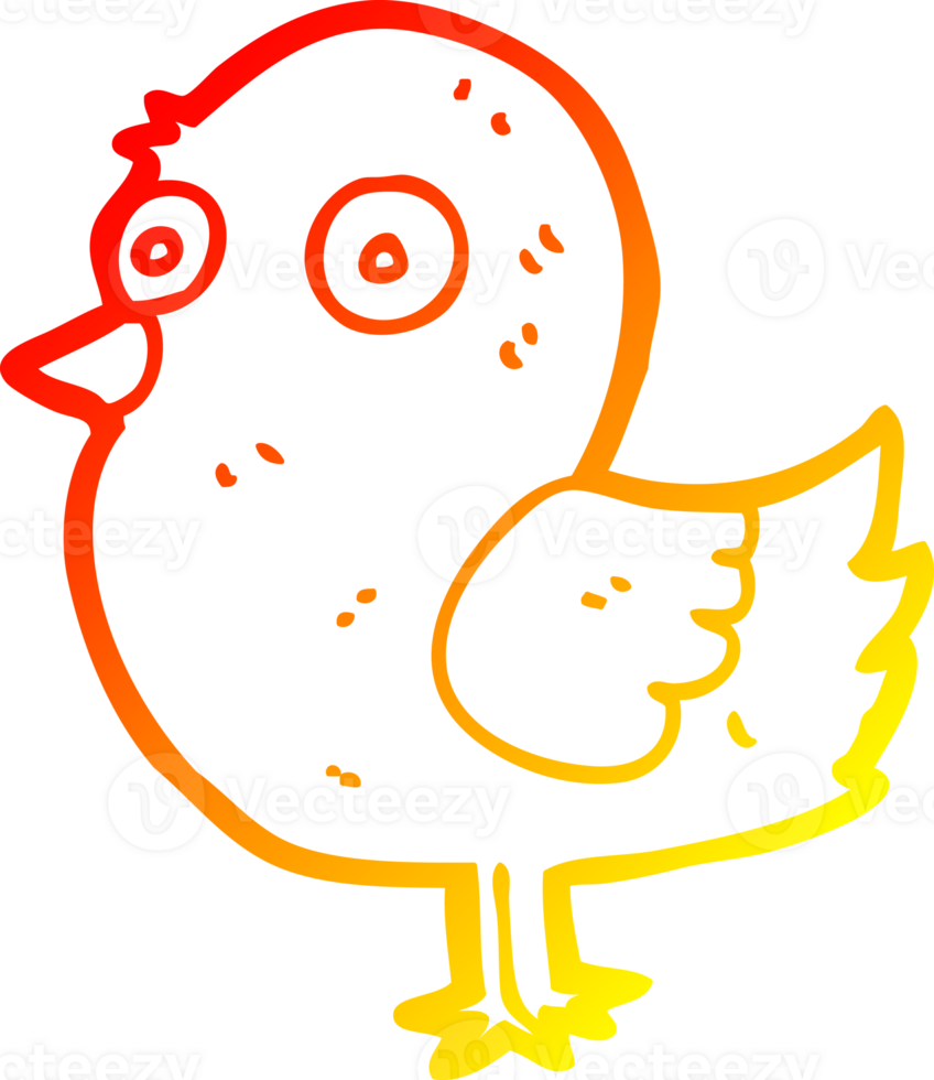 warm gradient line drawing of a cartoon bird png