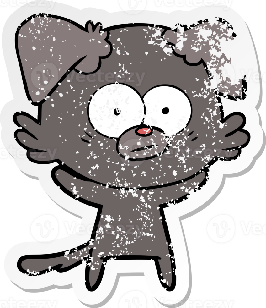 distressed sticker of a nervous dog cartoon png