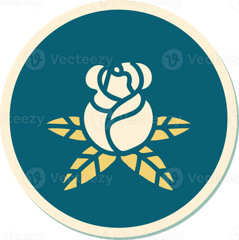 sticker of tattoo in traditional style of a single rose png