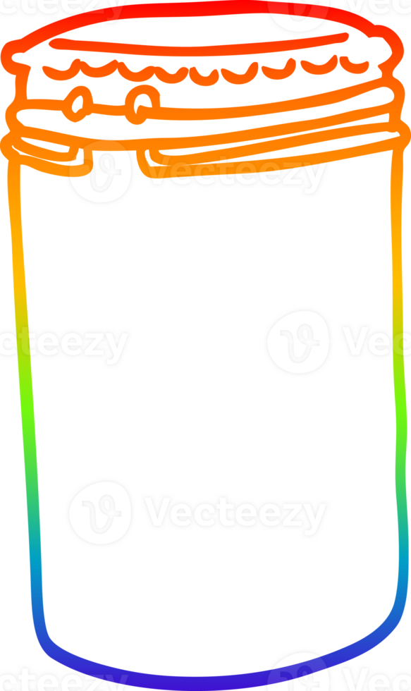 rainbow gradient line drawing of a cartoon storage jar png