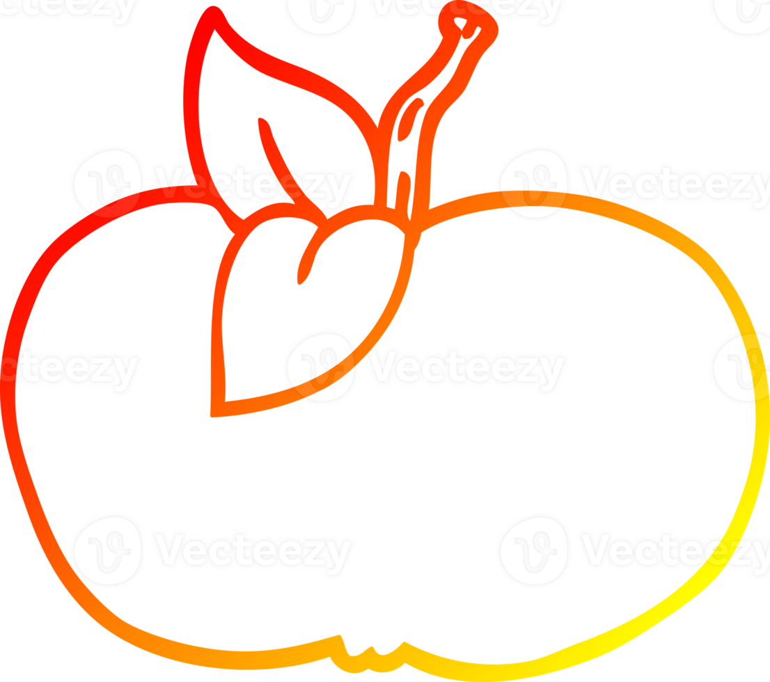 warm gradient line drawing of a cartoon juicy apple png