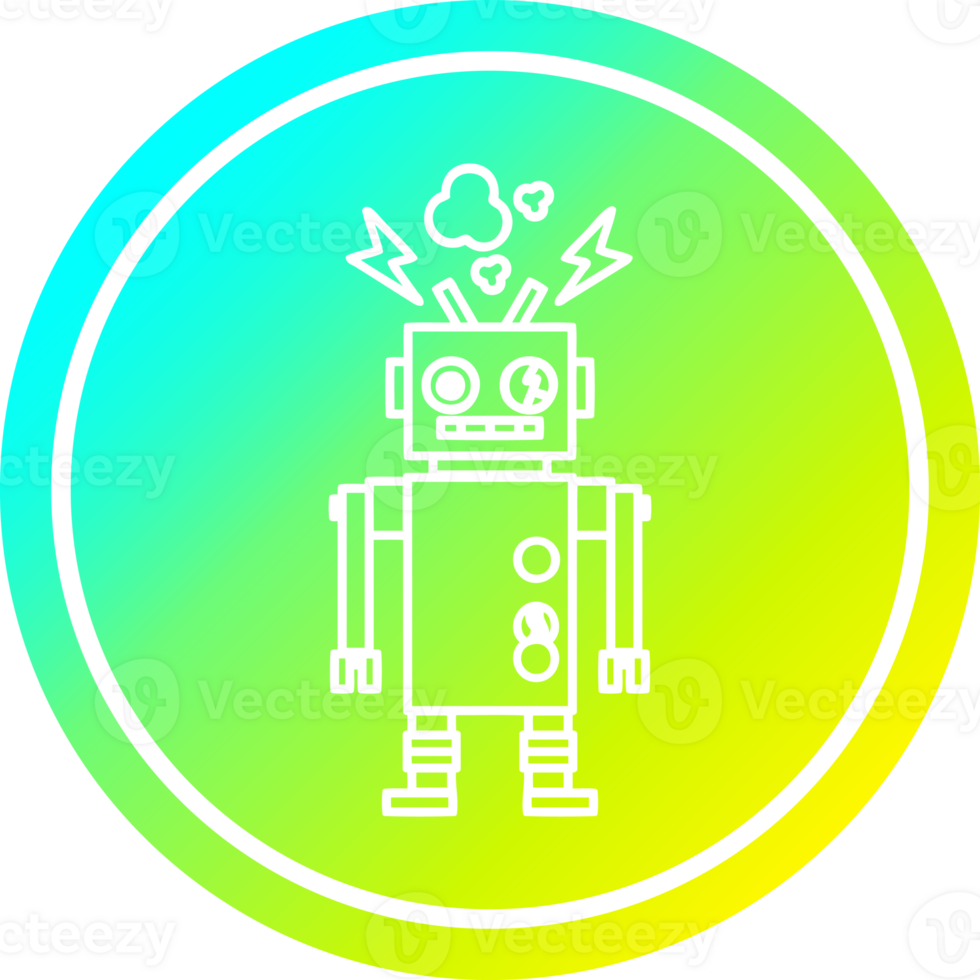 malfunctioning robot circular icon with cool gradient finish png