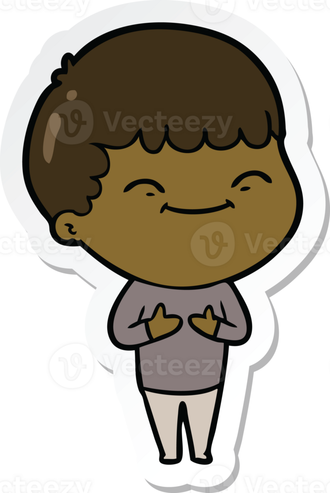 sticker of a cartoon happy boy png