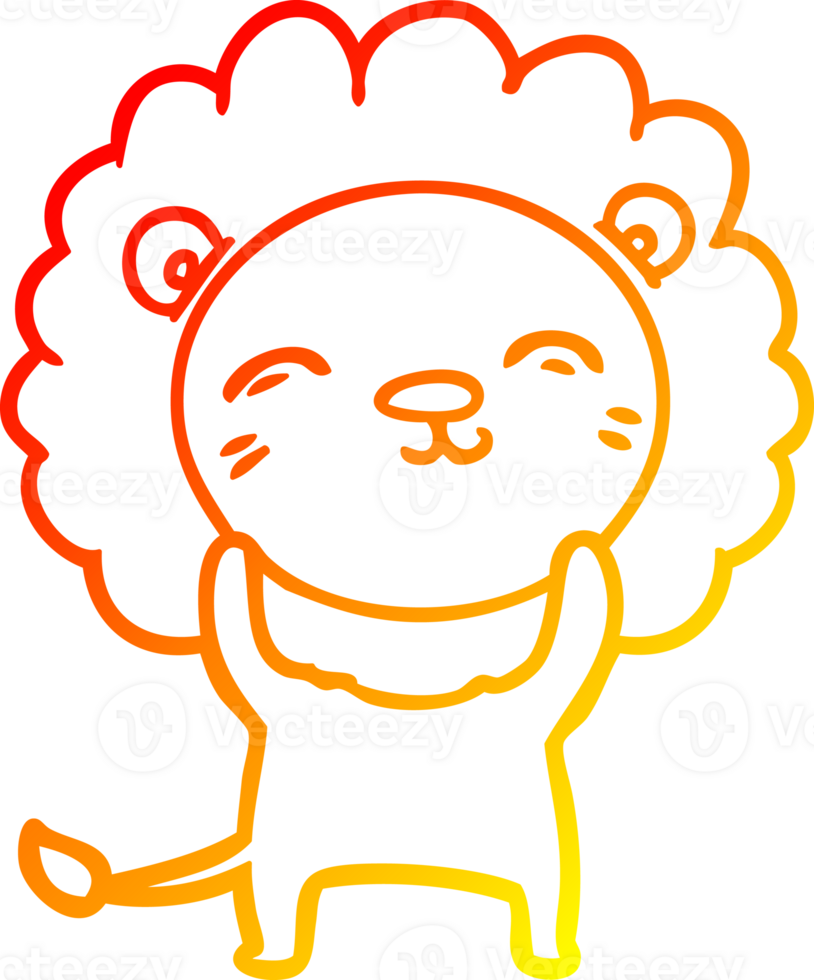 warm gradient line drawing of a cartoon lion png
