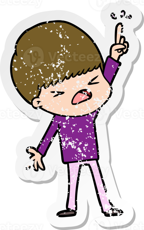 distressed sticker of a cartoon stressed man png