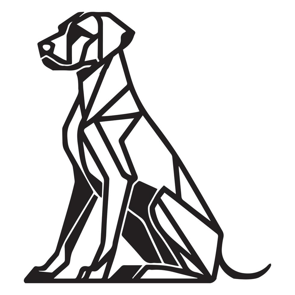 Polygonal Dog Outline - Geometric Rhodesian Ridgeback Dog illustration in black and white vector