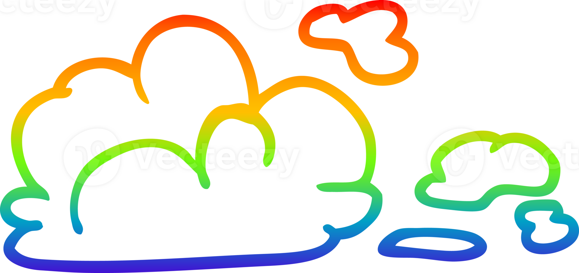 rainbow gradient line drawing of a cartoon storm cloud png