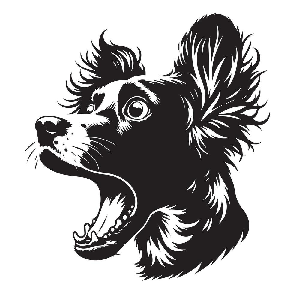 illustration of A Surprised English Springer Spaniel dog face in black and white vector