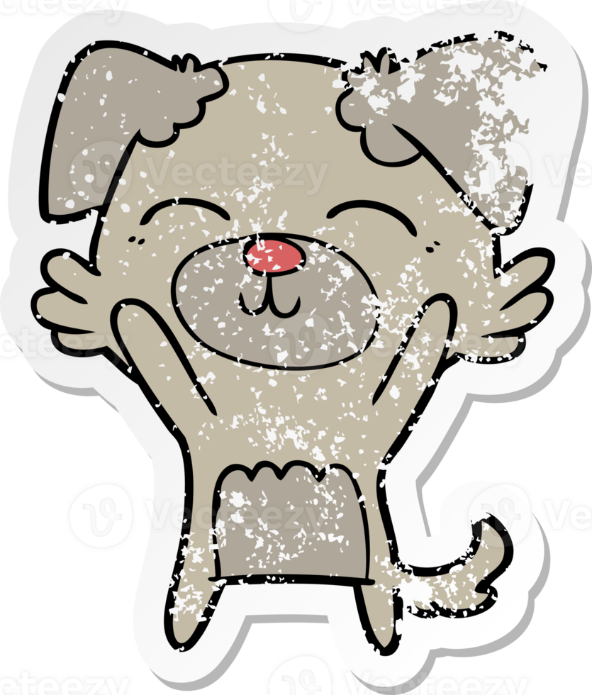 distressed sticker of a cartoon dog png
