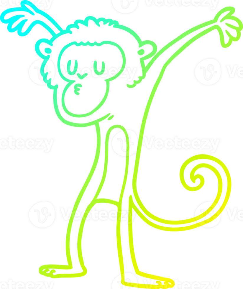 cold gradient line drawing of a cartoon monkey png