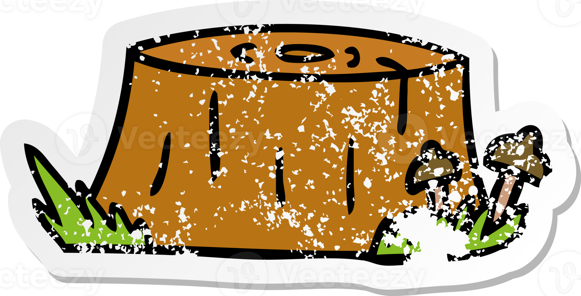 hand drawn distressed sticker cartoon doodle of a tree log png