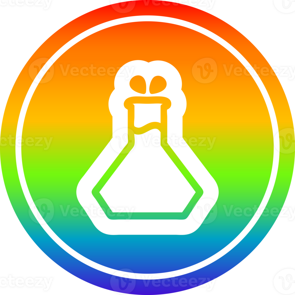 science experiment circular icon with rainbow gradient finish png