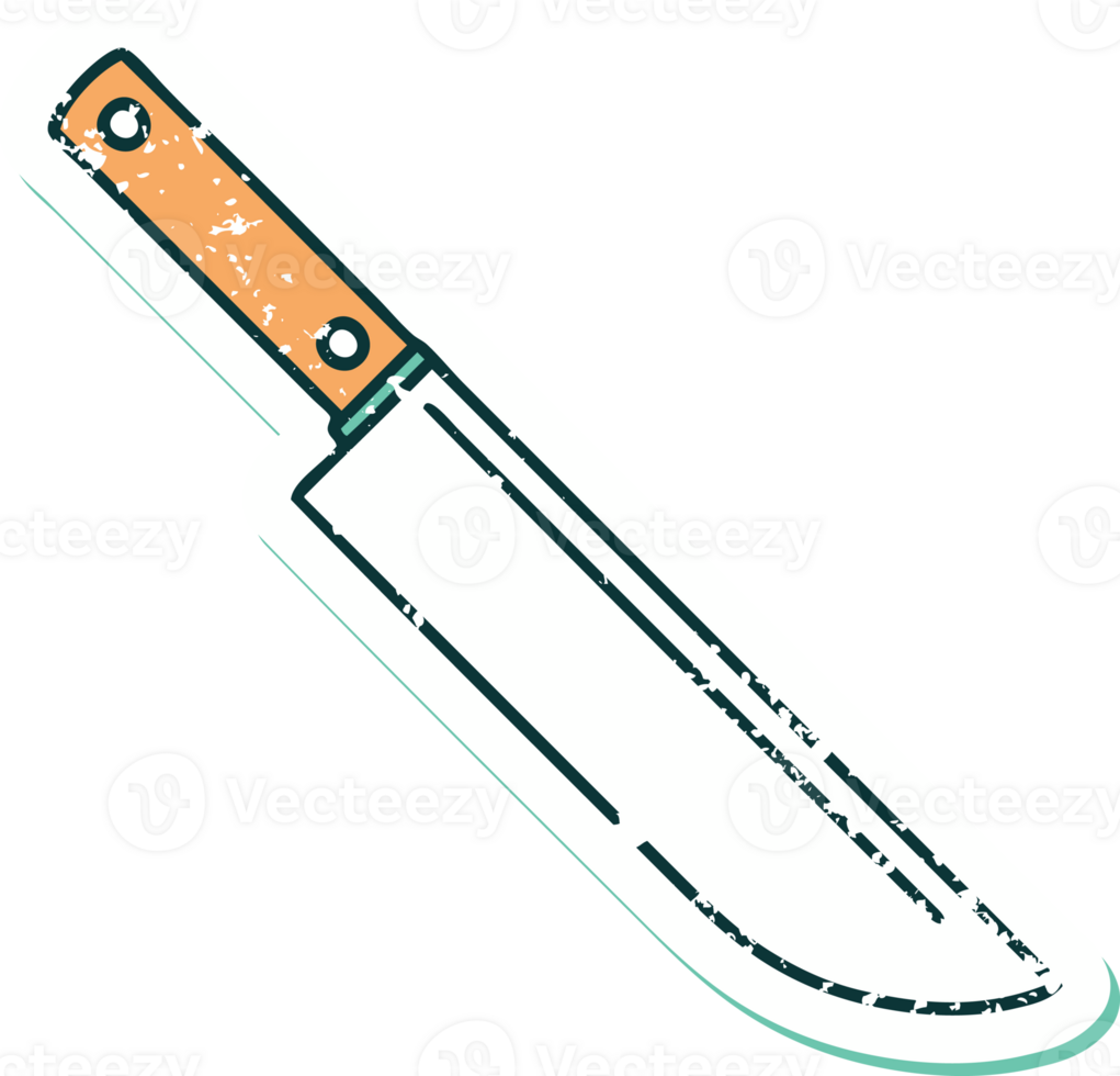 iconic distressed sticker tattoo style image of a knife png