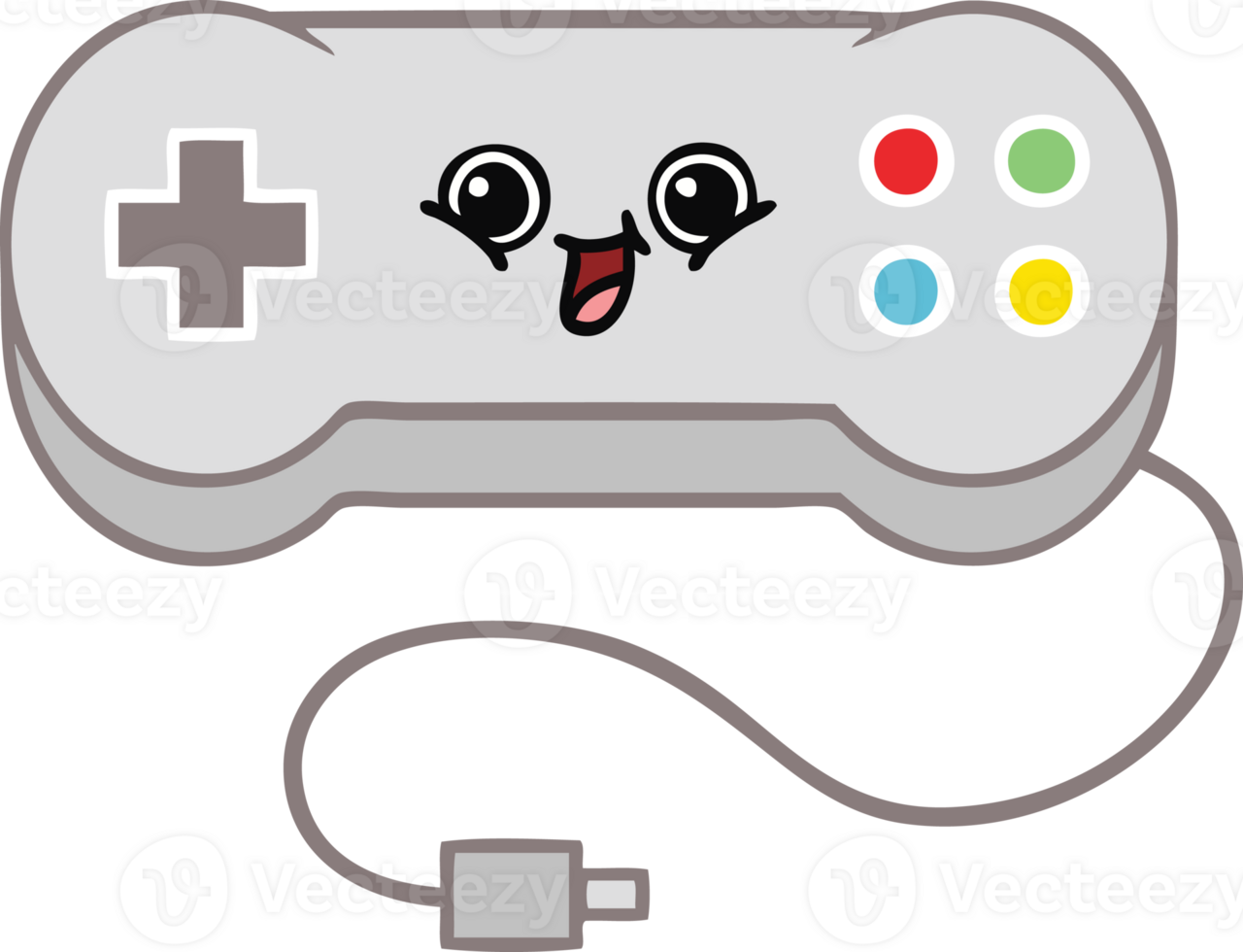 flat color retro cartoon of a game controller png