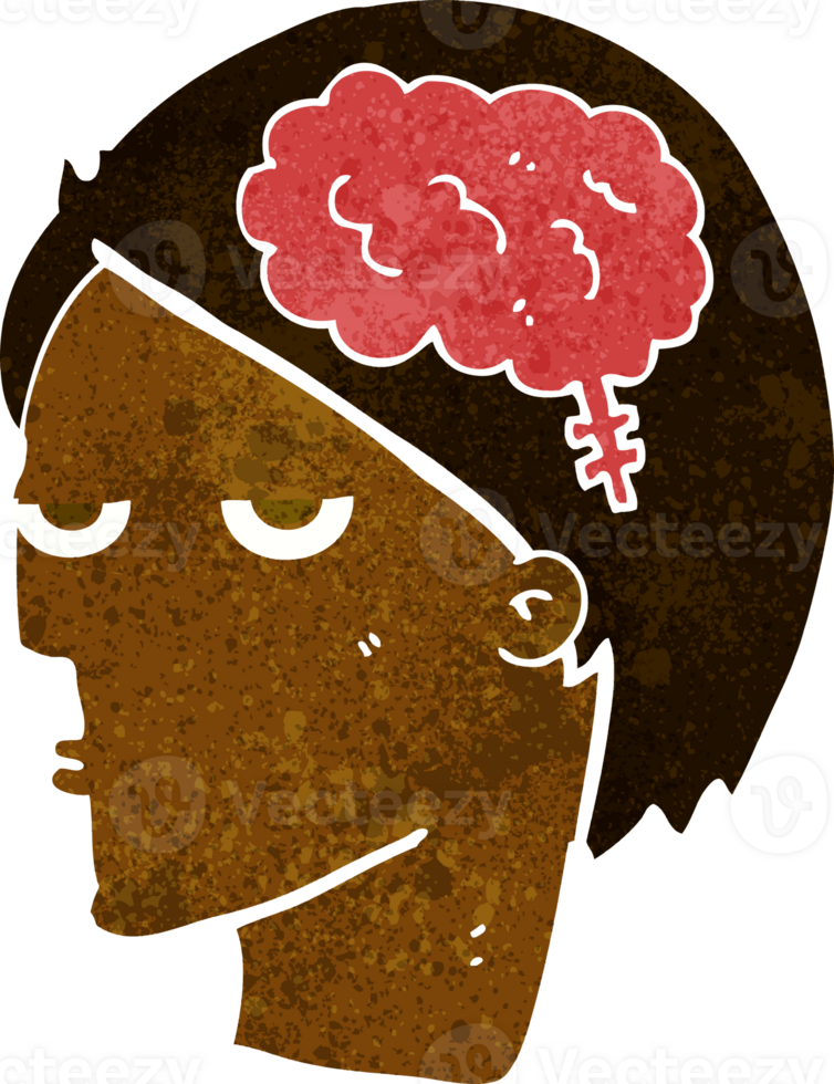 cartoon head with brain symbol png