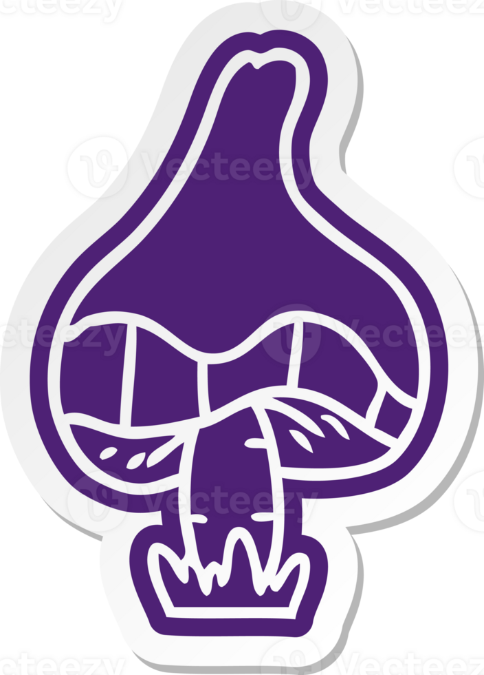 cartoon sticker of a single mushroom png