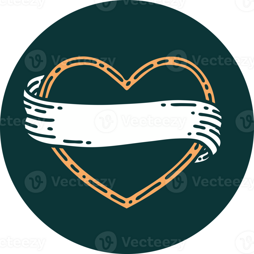 iconic tattoo style image of a heart and banner png