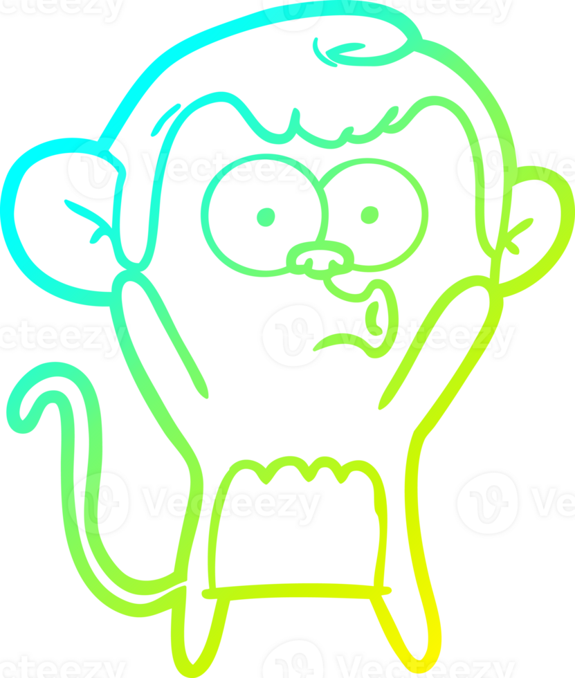 cold gradient line drawing of a cartoon surprised monkey png