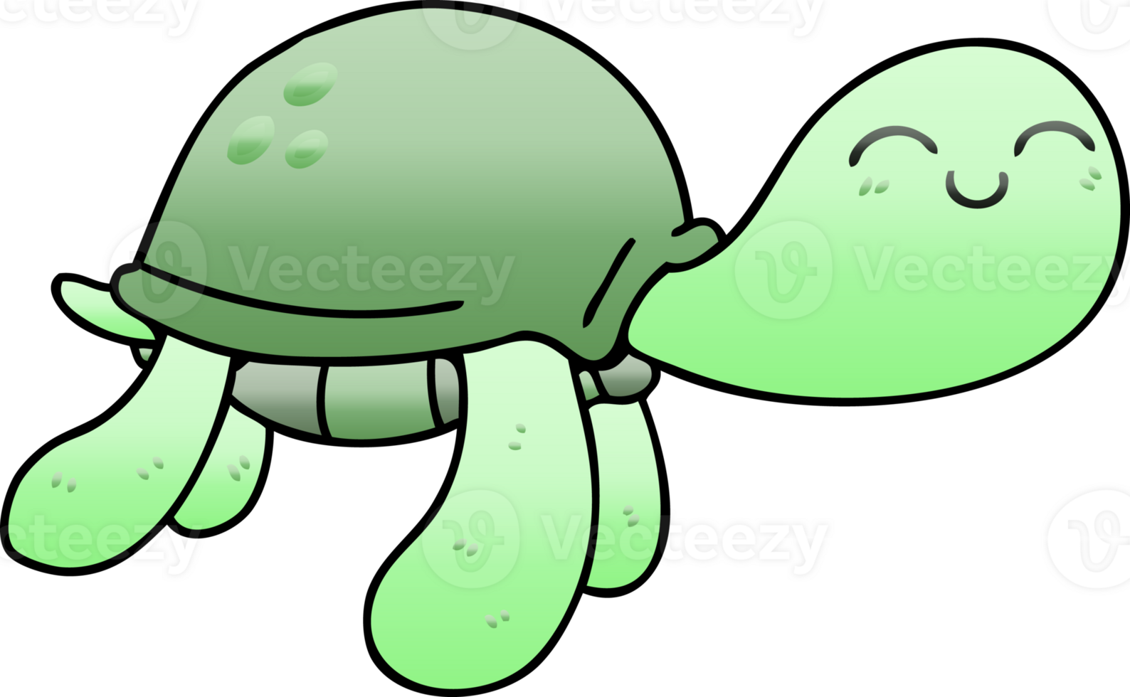 gradient shaded quirky cartoon turtle png