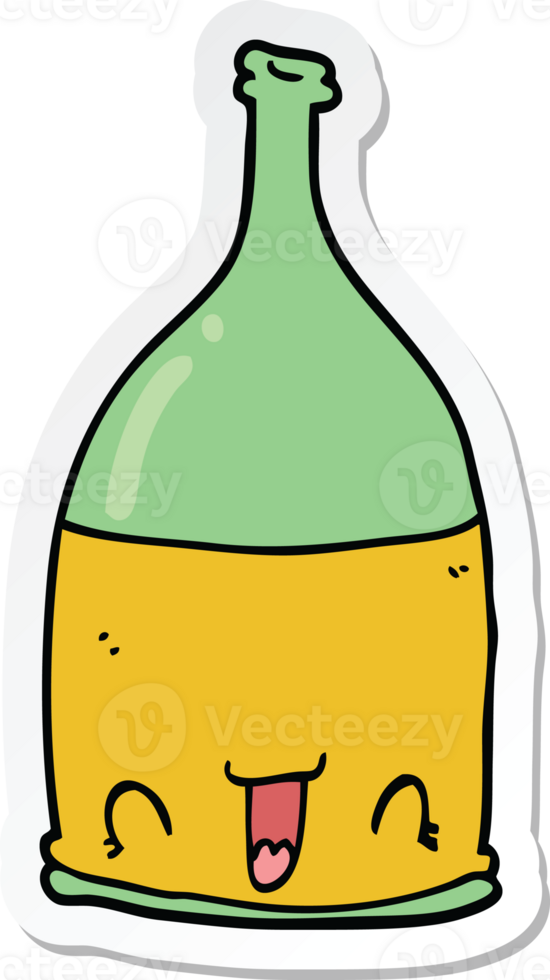sticker of a cartoon wine bottle png