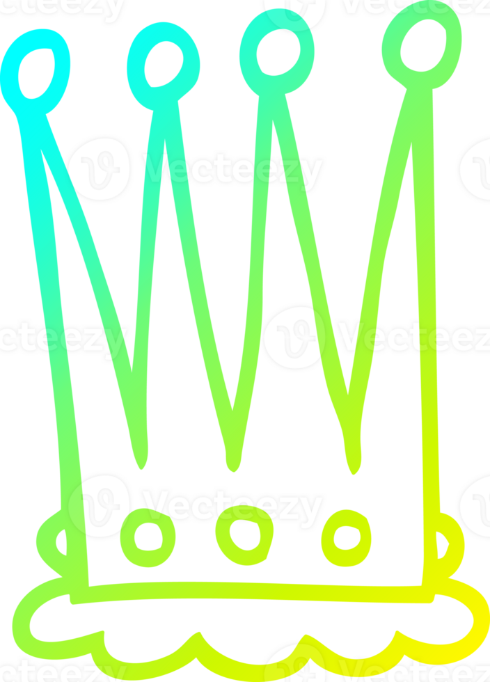 cold gradient line drawing of a cartoon crown png
