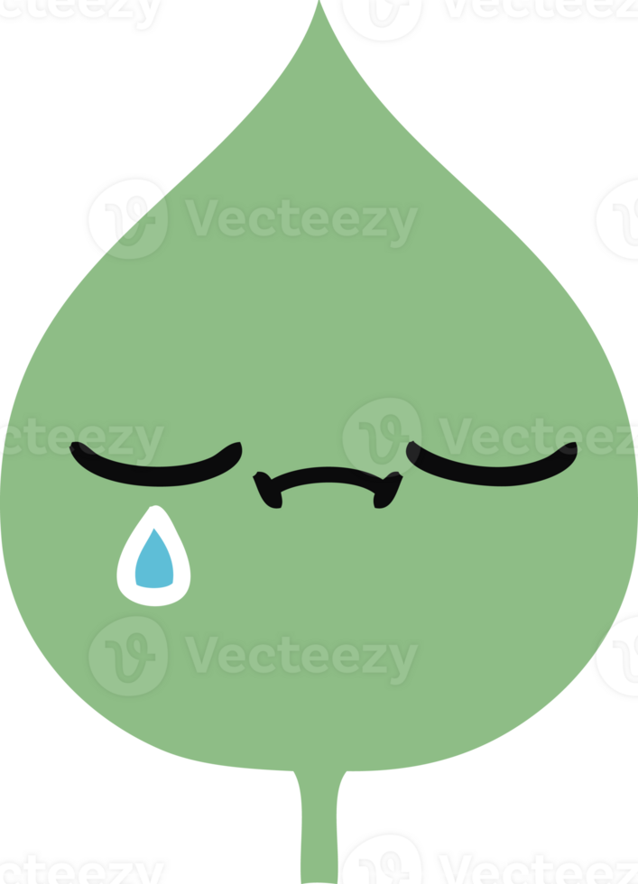 flat color retro cartoon of a expressional leaf png