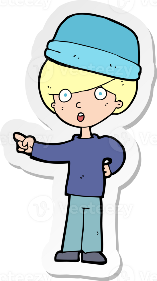 sticker of a cartoon pointing man png
