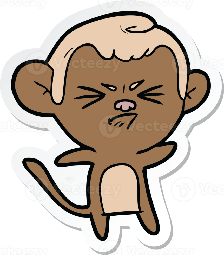 sticker of a cartoon annoyed monkey png