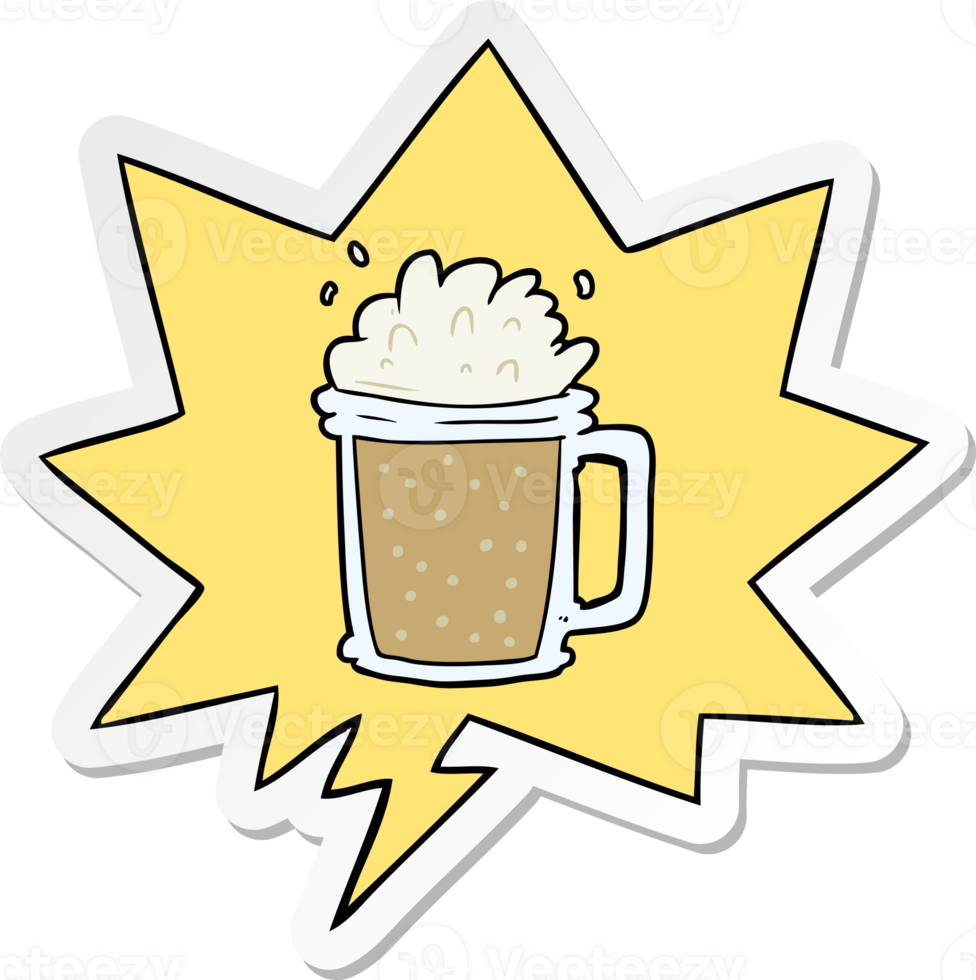 cartoon pint of ale with speech bubble sticker png