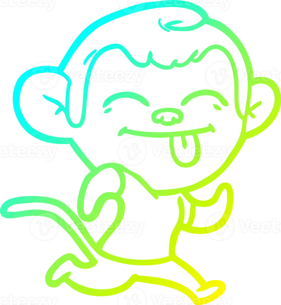 cold gradient line drawing of a funny cartoon monkey png