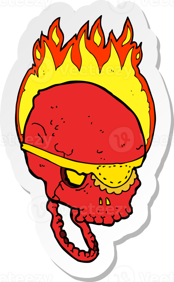 sticker of a cartoon spooky skull with eye patch png