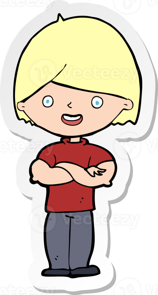 sticker of a cartoon man with crossed arms png