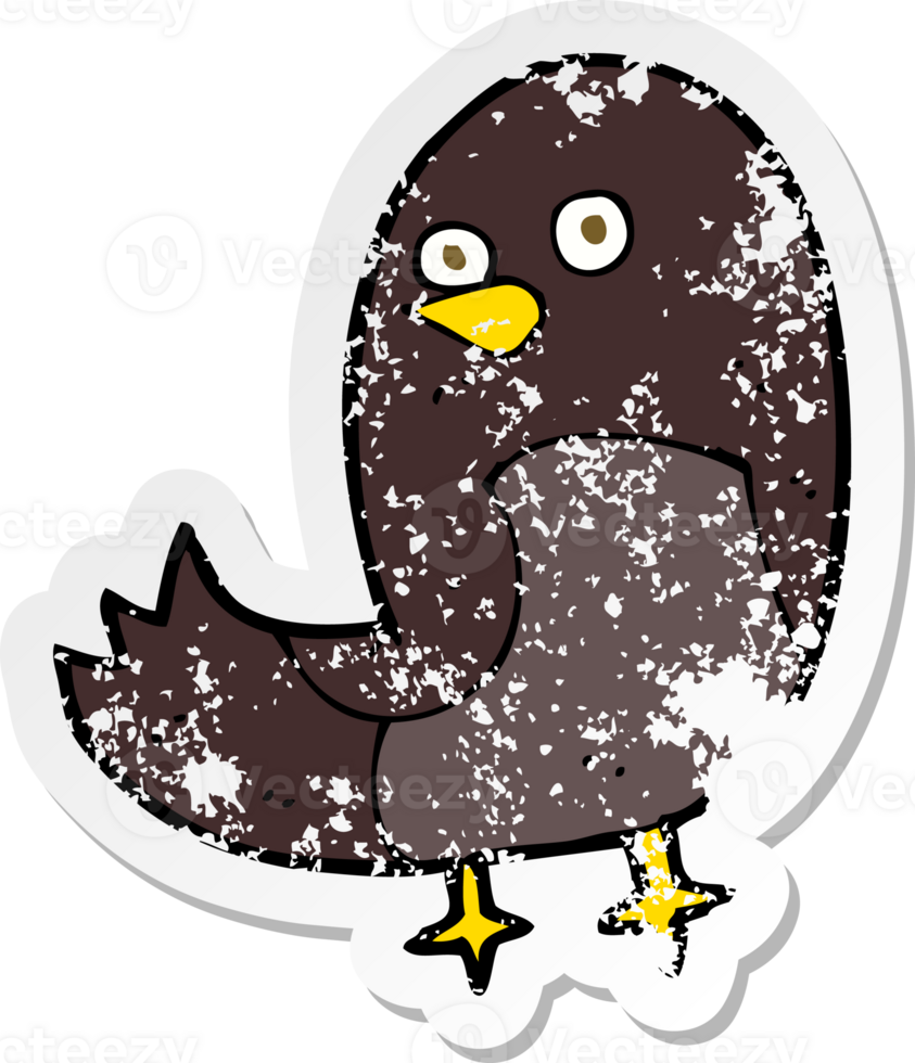 retro distressed sticker of a cartoon bird png