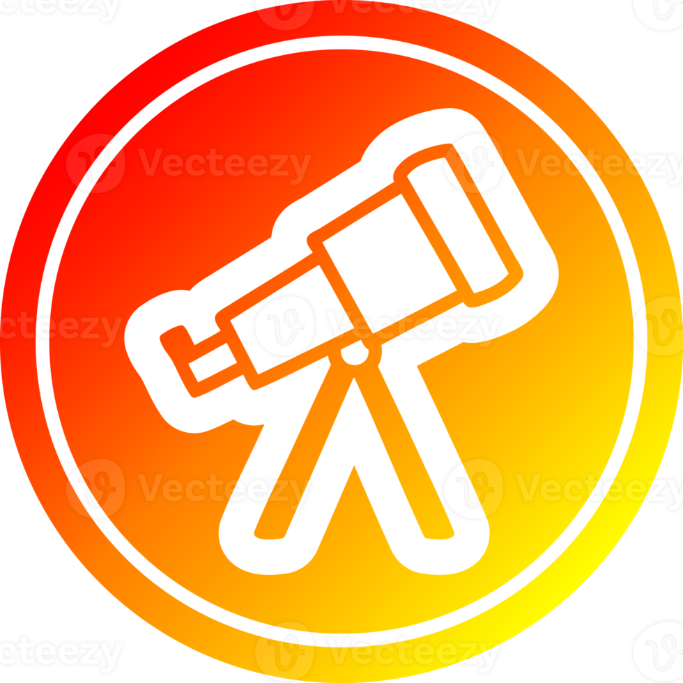 astronomy telescope circular icon with warm gradient finish png