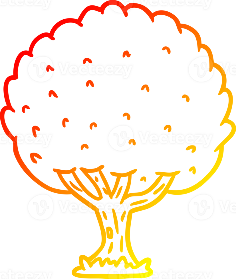 warm gradient line drawing of a Cartoon tree png