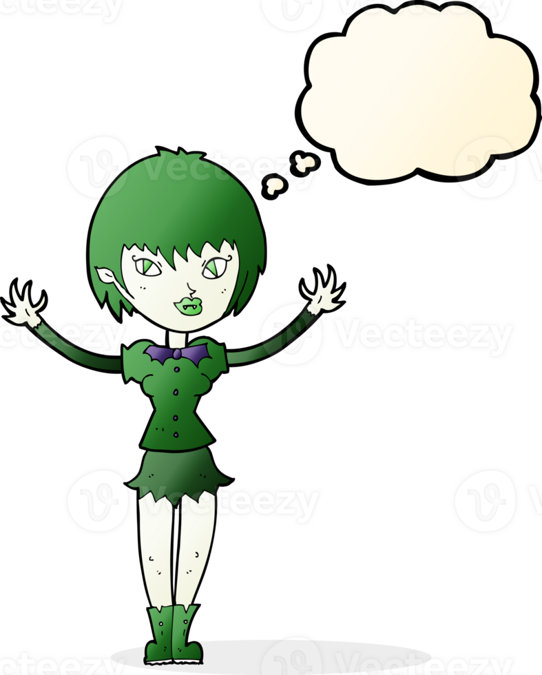 cartoon vampire girl with thought bubble png