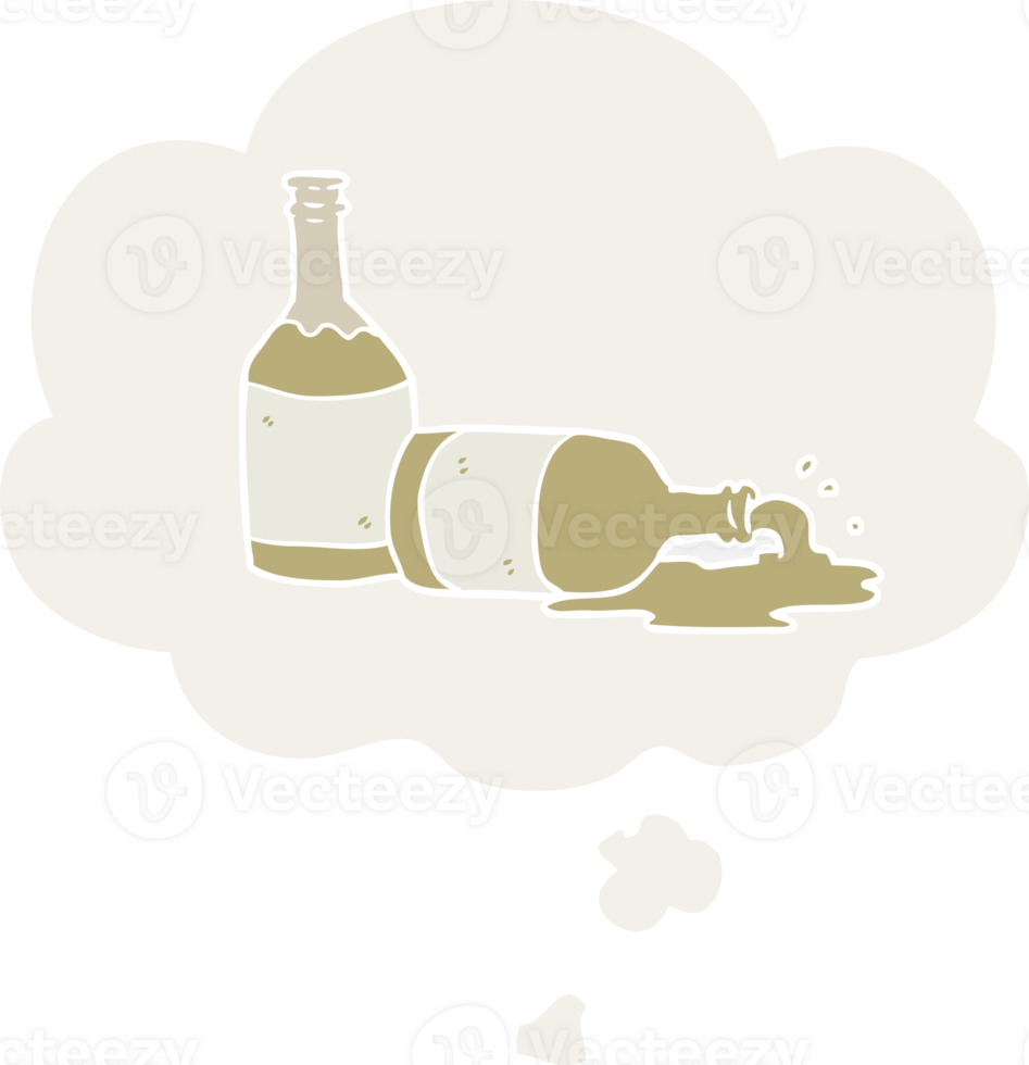 cartoon beer bottles with thought bubble in retro style png
