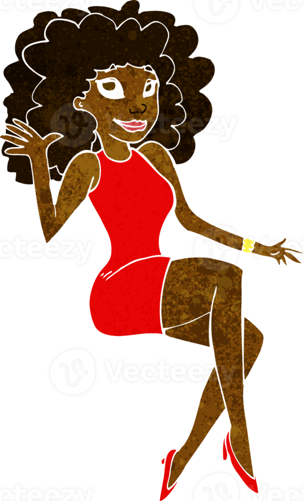 cartoon sitting woman waving png