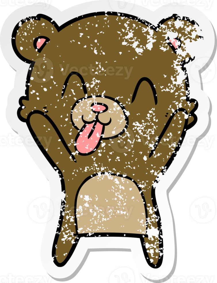 distressed sticker of a rude cartoon bear png