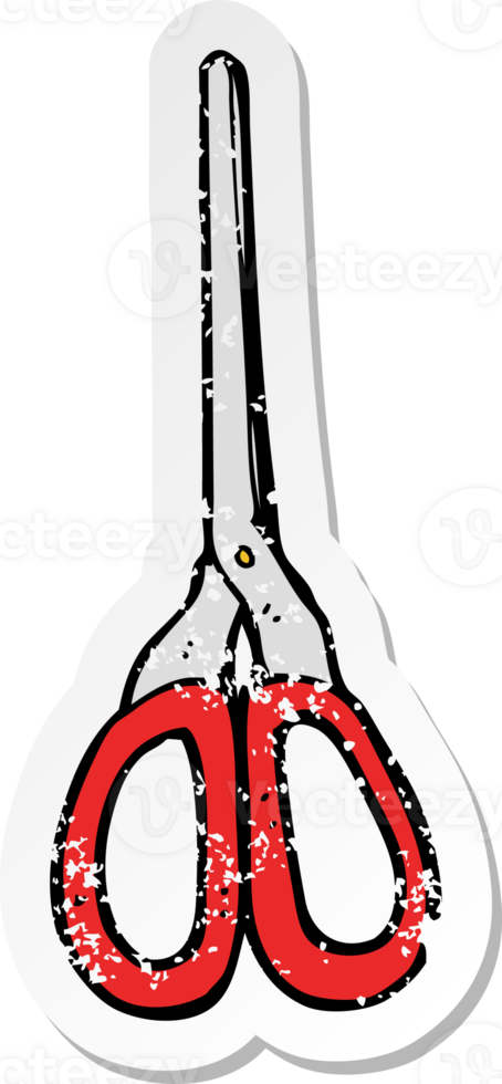 retro distressed sticker of a cartoon scissors png